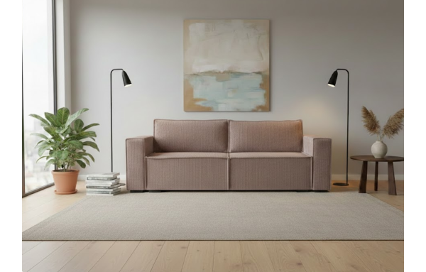 Sofa Smart poso 03 beż na sprężynach z funkcją spania i pojemnikiem